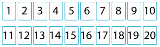 Illustrasjon av tall 1 - 2- 3- 4 - osv. i bokser