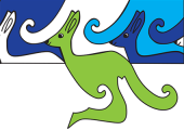 grønn og blå kenguru