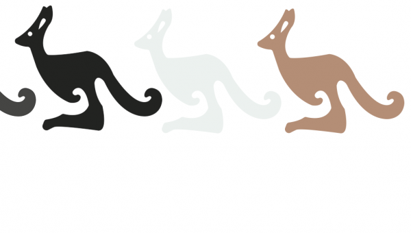 Illustrasjonsbilde av kenguruer å rad og rekke: svart, grå og brun